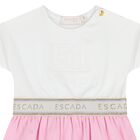 Younger Girls White & Pink Logo Dress, 1, hi-res