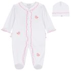 Baby Girls White & Pink Roses & Blooms Babygrow Set, 1, hi-res