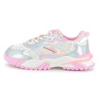 Girls Iridescent Silver, White & Pink Trainers, 1, hi-res