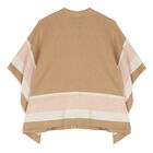 Girls Beige Logo Knitted Cape, 1, hi-res