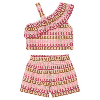 Girls Multi-Coloured Knitted Shorts Set