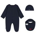 Baby Boys Navy Blue & Gold Babygrow Gift Set , 2, hi-res