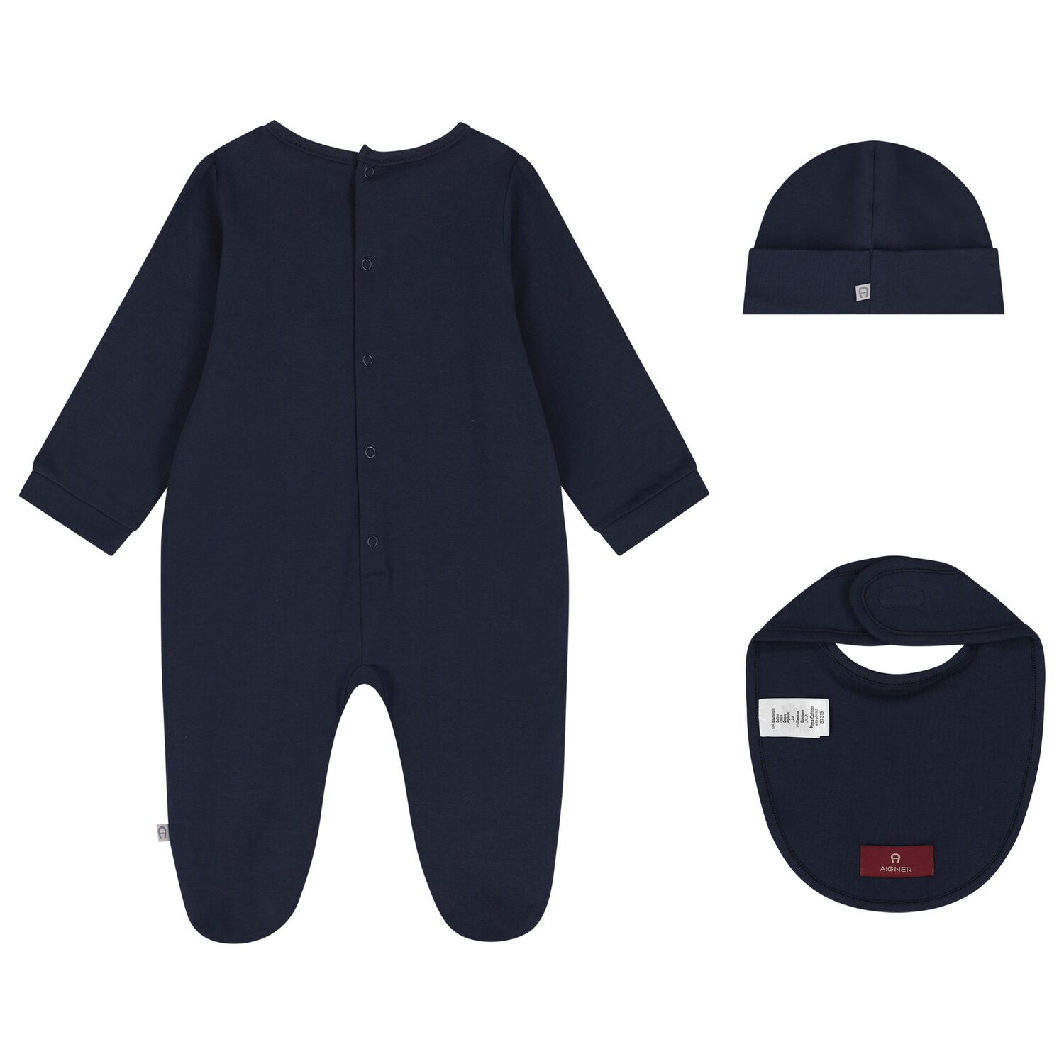 Baby Boys Navy Blue & Gold Babygrow Gift Set , 2, hi-res