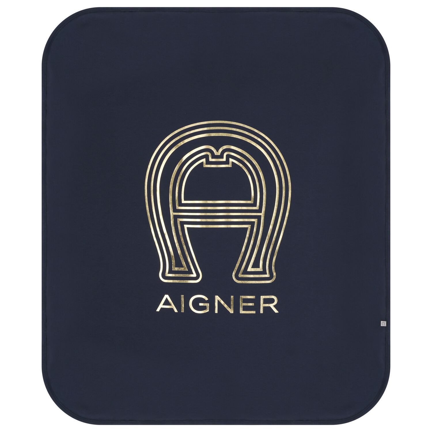 Baby Boys Navy Blue & Gold Logo Baby Blanket, 3, hi-res