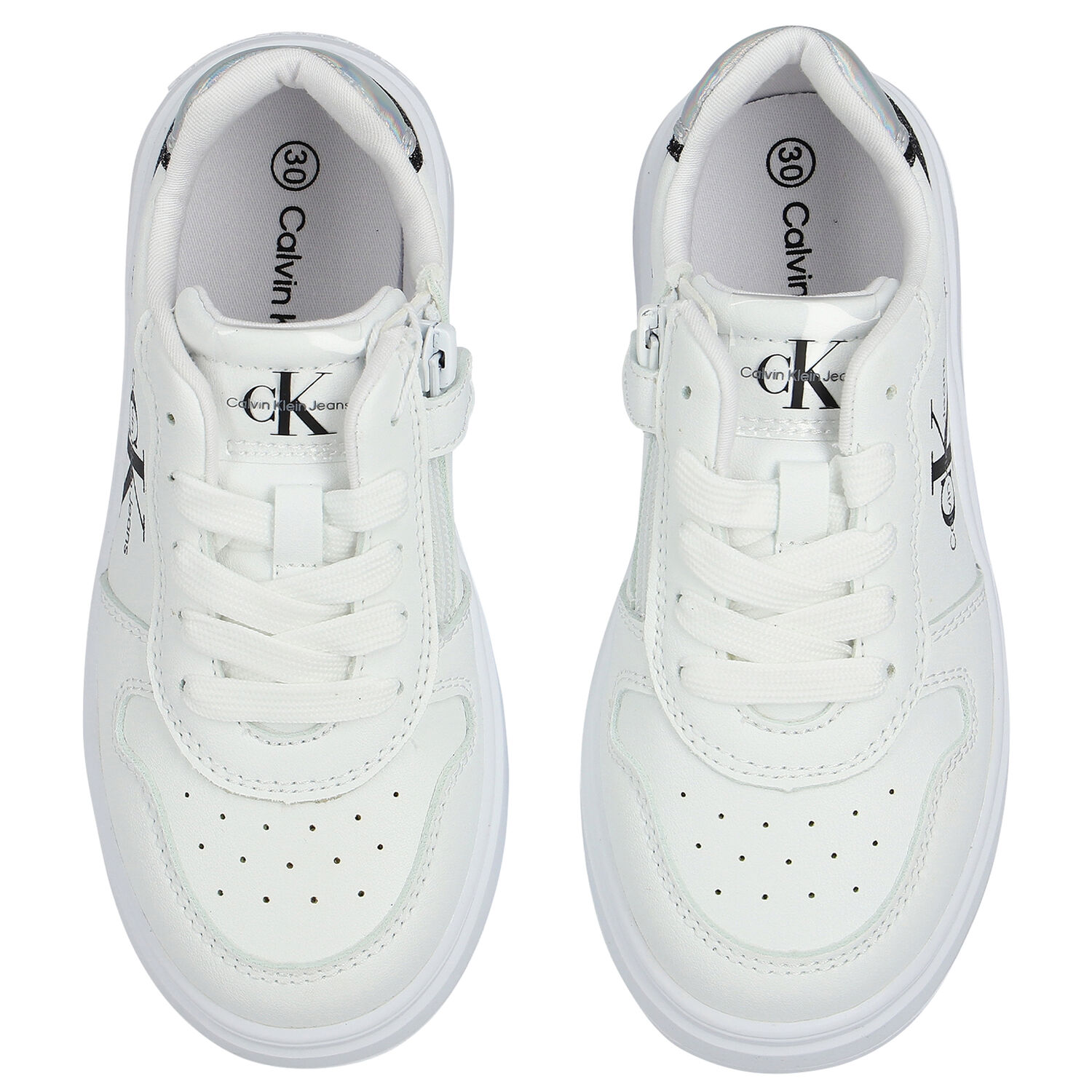 Girls White Logo Trainers, 1, hi-res