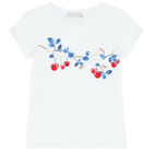 Girls White Cherry T-Shirt, 1, hi-res