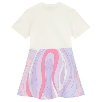 Girls White & Pink logo Dress 