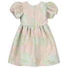 Girls Pink Jacquard Dress, 1, hi-res