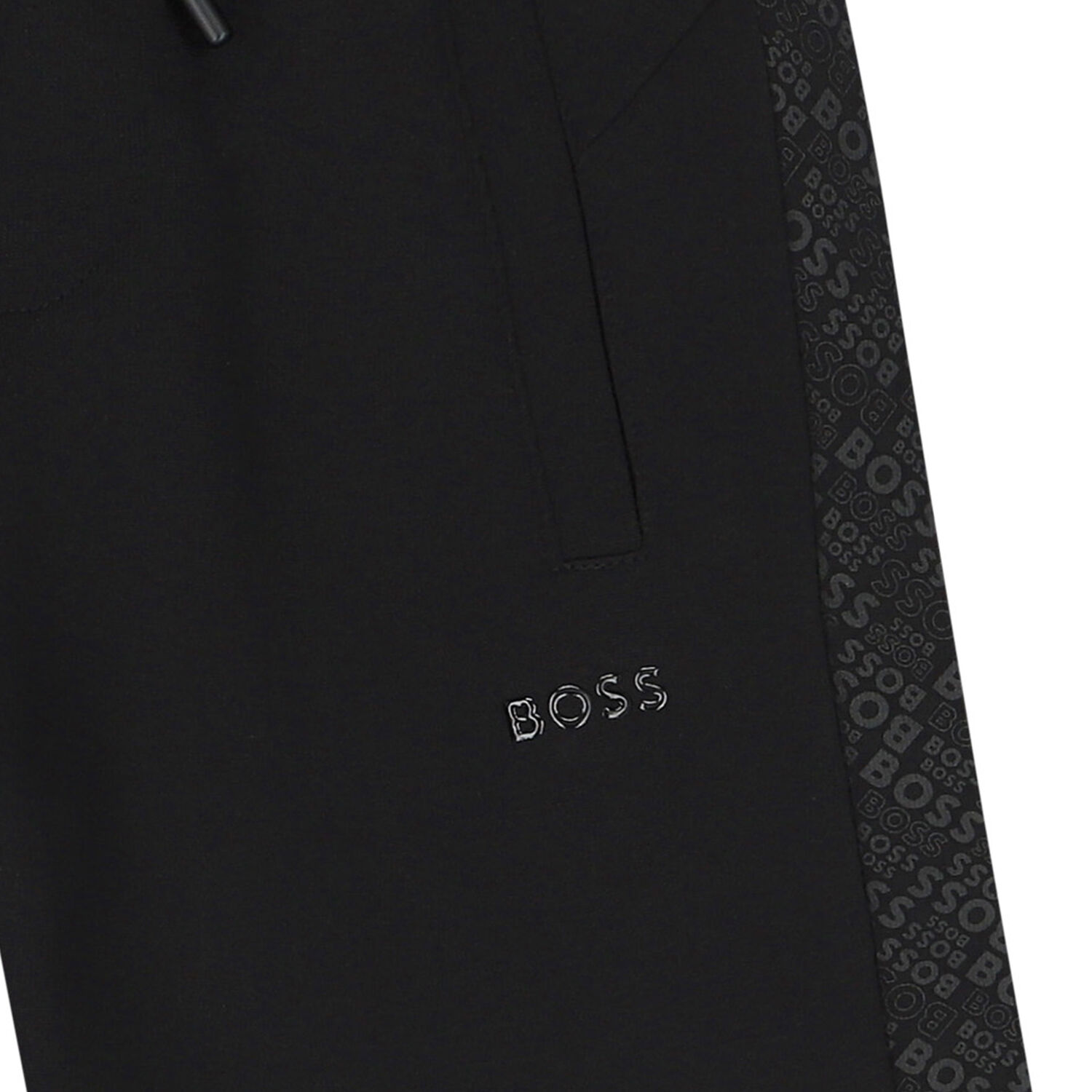 Boys Black Logo Shorts, 1, hi-res