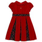Girls Red Velvet Tartan Dress, 1, hi-res