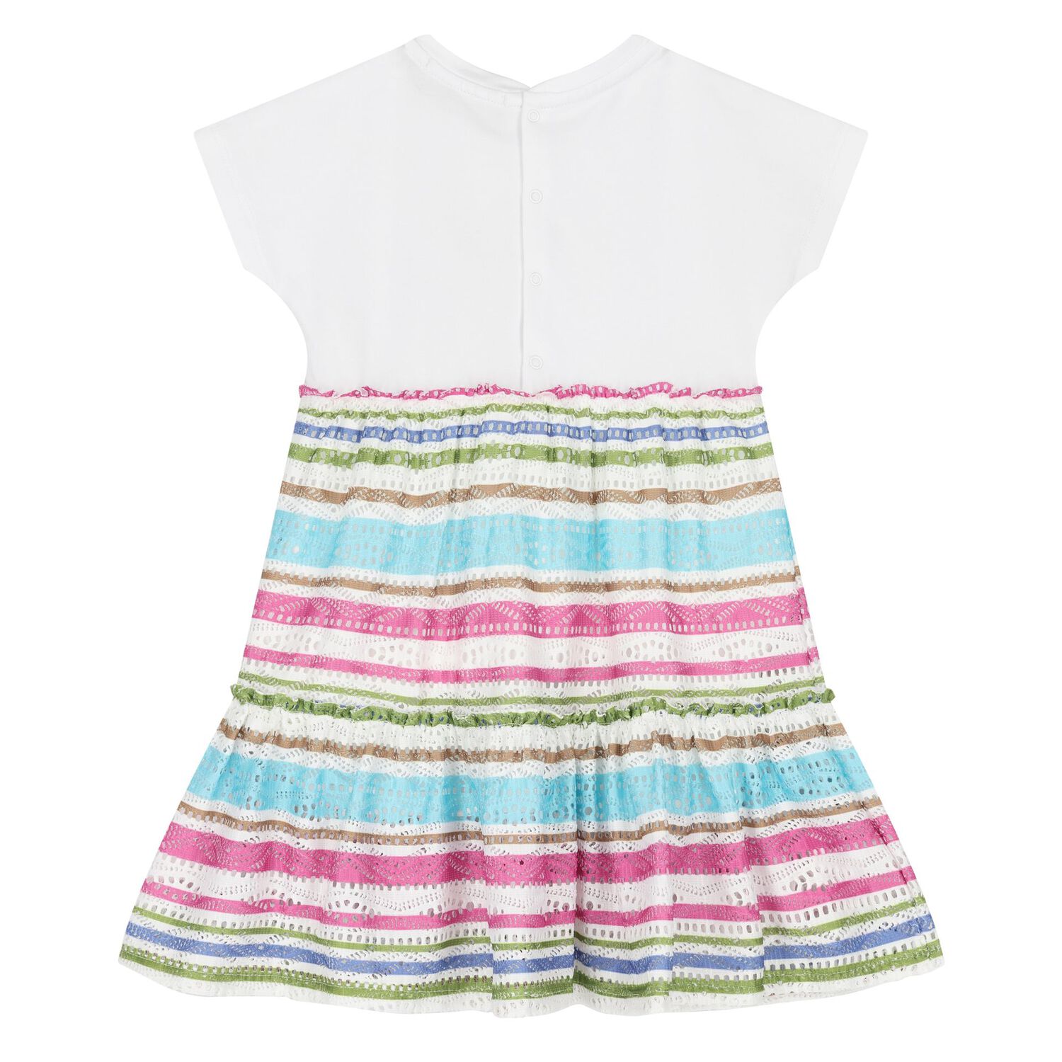 Younger Girls White Striped Logo Dress, 1, hi-res image number null