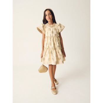 Girls Gold Ruffled Dress