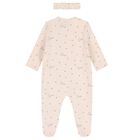 Baby Girls Beige Heart Babygrow Gift Set, 2, hi-res