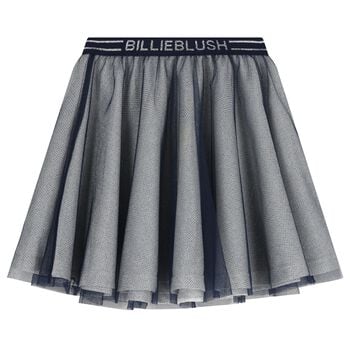 Girls Grey & Navy Blue Logo Skirt