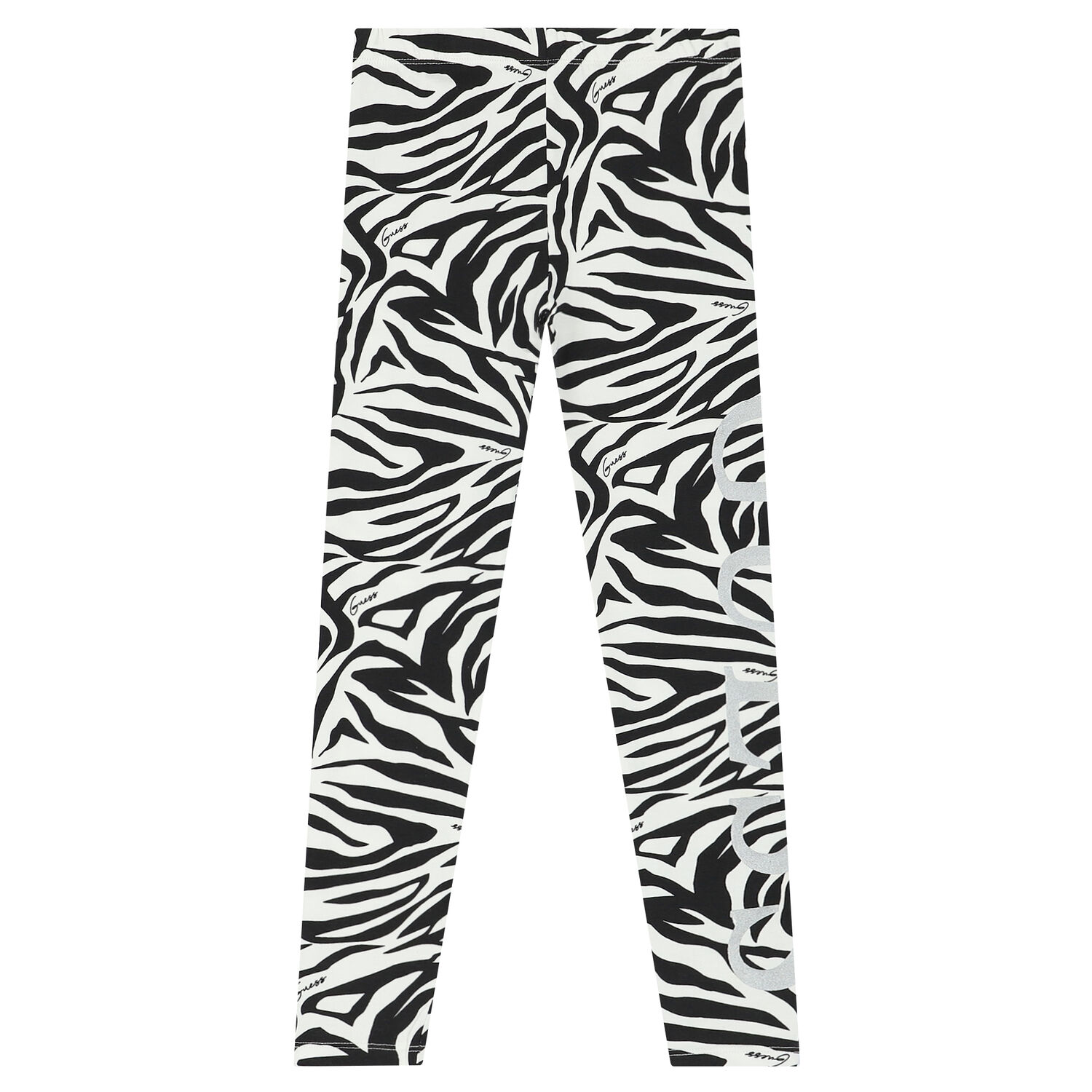 Girls White & Black Logo Leggings, 3, hi-res