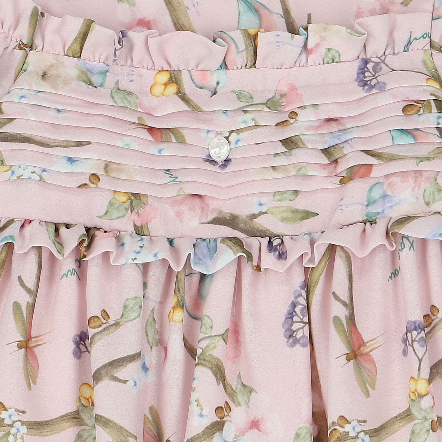 Younger Girls Pink Floral Dress, 1, hi-res