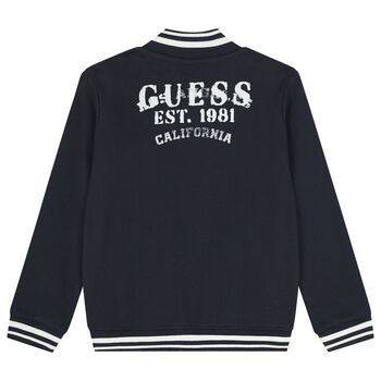 Boys Navy Blue Logo Bomber Jacket
