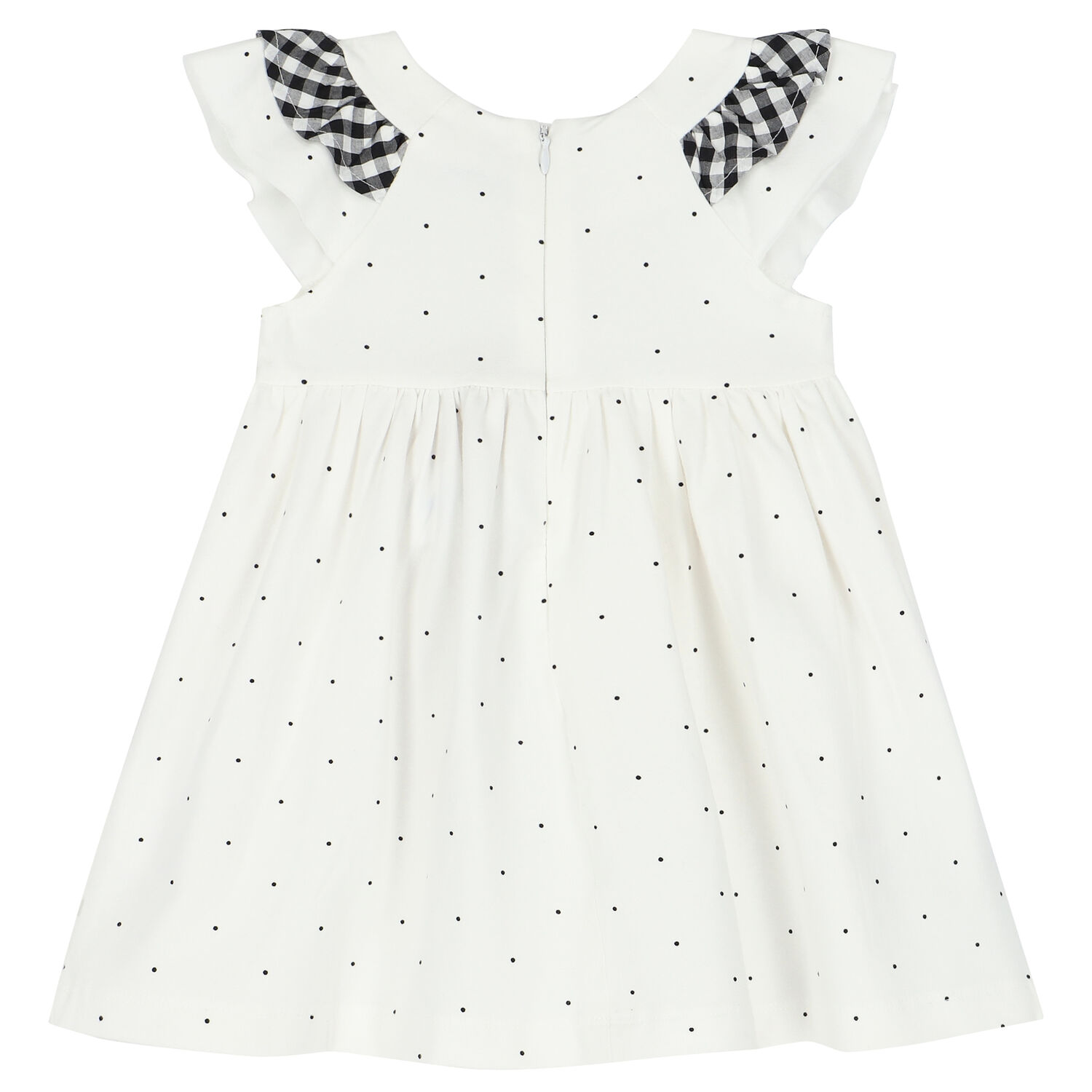 Younger Girls White Dots Dress, 1, hi-res