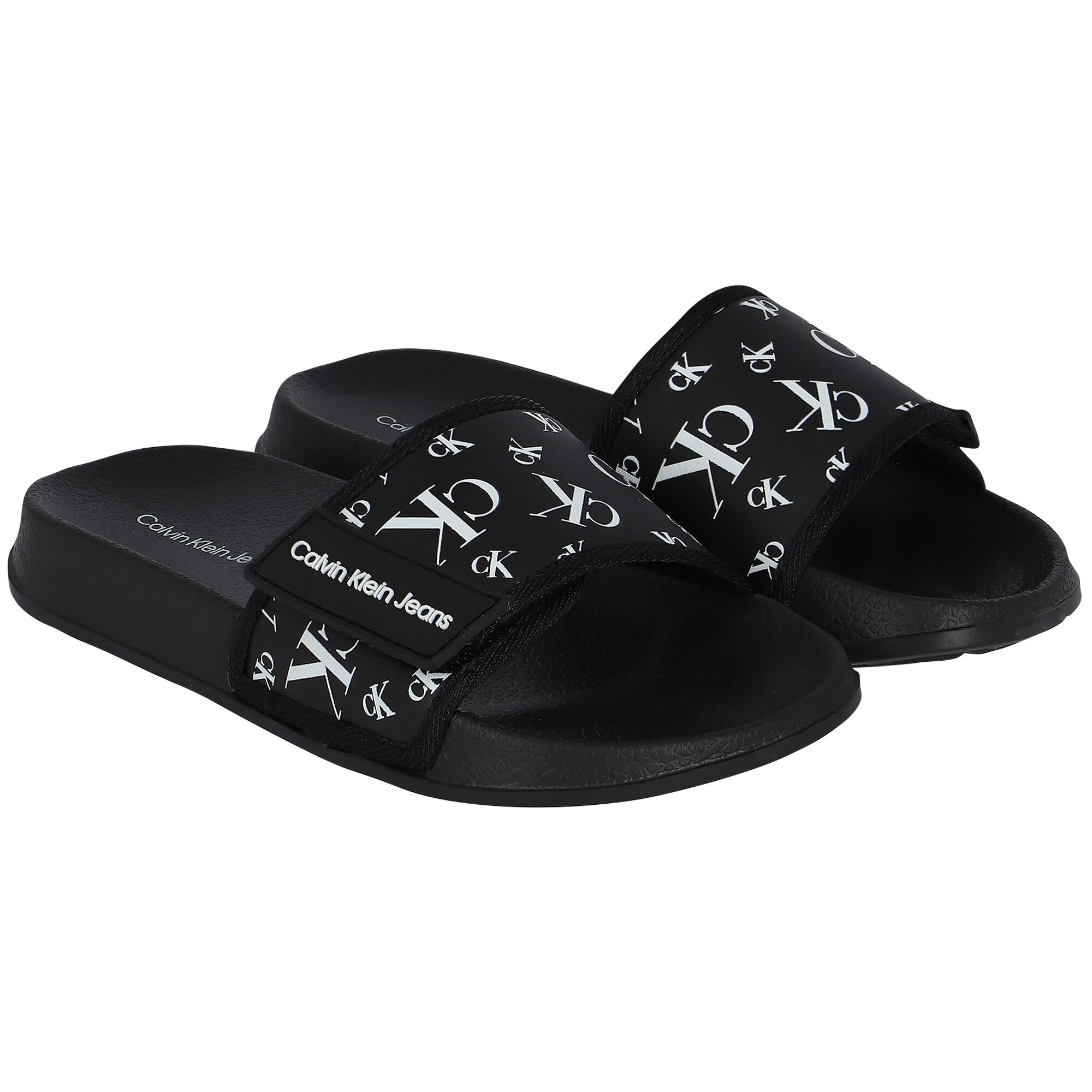 Calvin Klein Black Logo Sliders Junior Couture UK