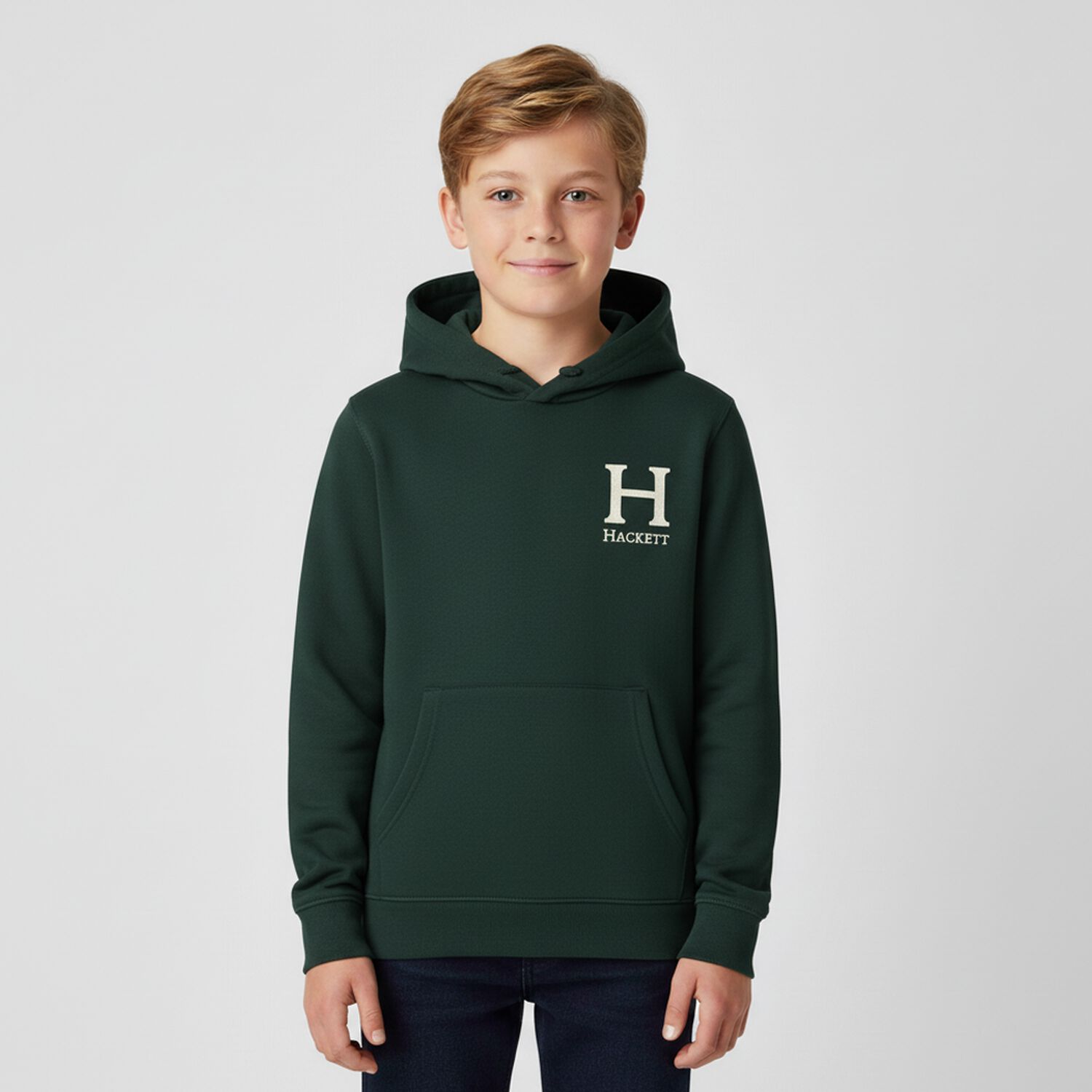 Boys Green Logo Hooded Top, 1, hi-res