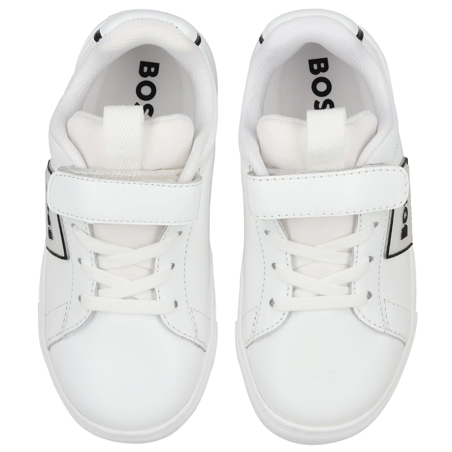 Boys White Leather Trainers, 1, hi-res