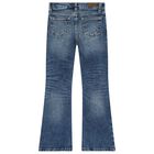 Girls Denim Blue Flared Jeans, 1, hi-res