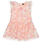 Girls Pink Logo Floral Tulle Dress, 2, hi-res