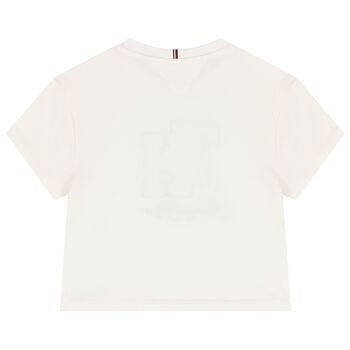 Girls White Crest Logo T-Shirt