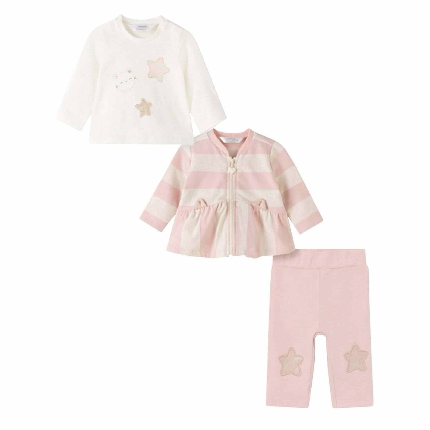 Baby Girls Ivory & pink Set, 1, hi-res