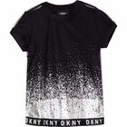 Girls Black Mesh Logo Top, 1, hi-res