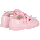 Baby Girls Pink Bow Leather Shoes, 1, hi-res