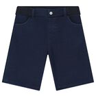 Boys Yellow & Navy Blue Logo Shorts Set, 1, hi-res