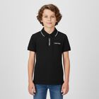 Boys Black Logo Polo Shirt, 1, hi-res