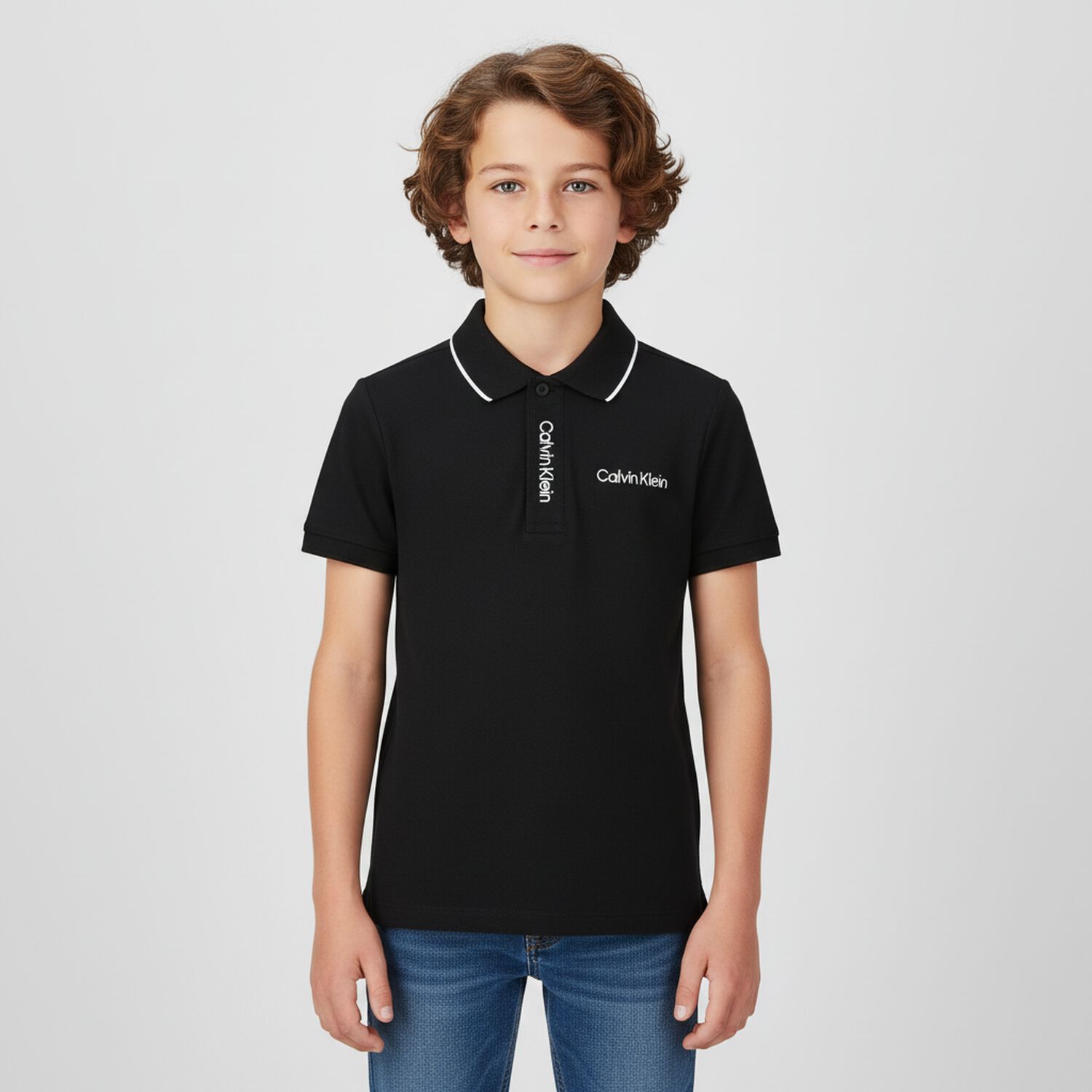 Boys Black Logo Polo Shirt, 1, hi-res image number null
