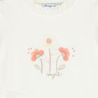Younger Girls Ivory Flower Long Sleeve Top, 2, hi-res
