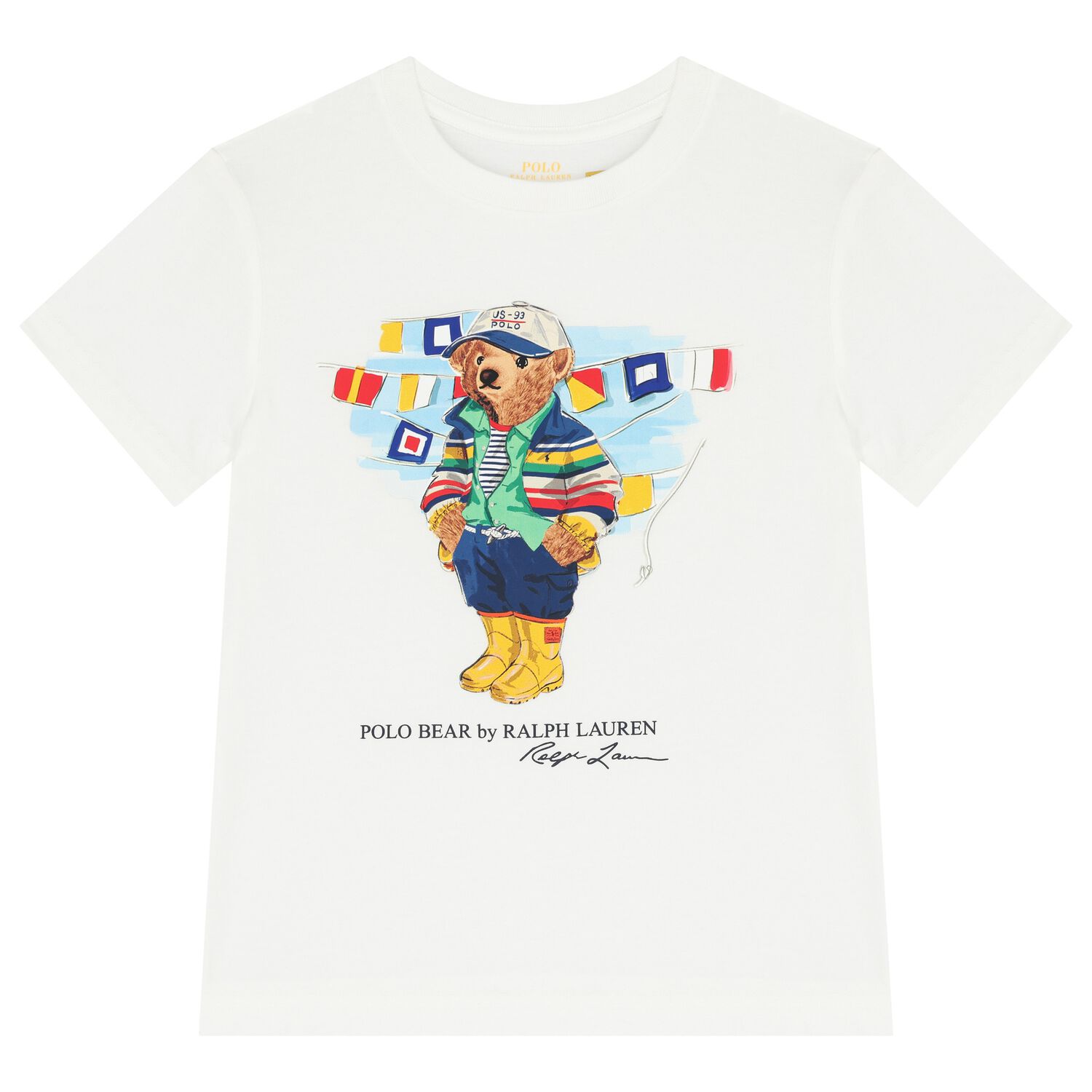 Boys White Logo Polo Bear T-Shirt, 1, hi-res