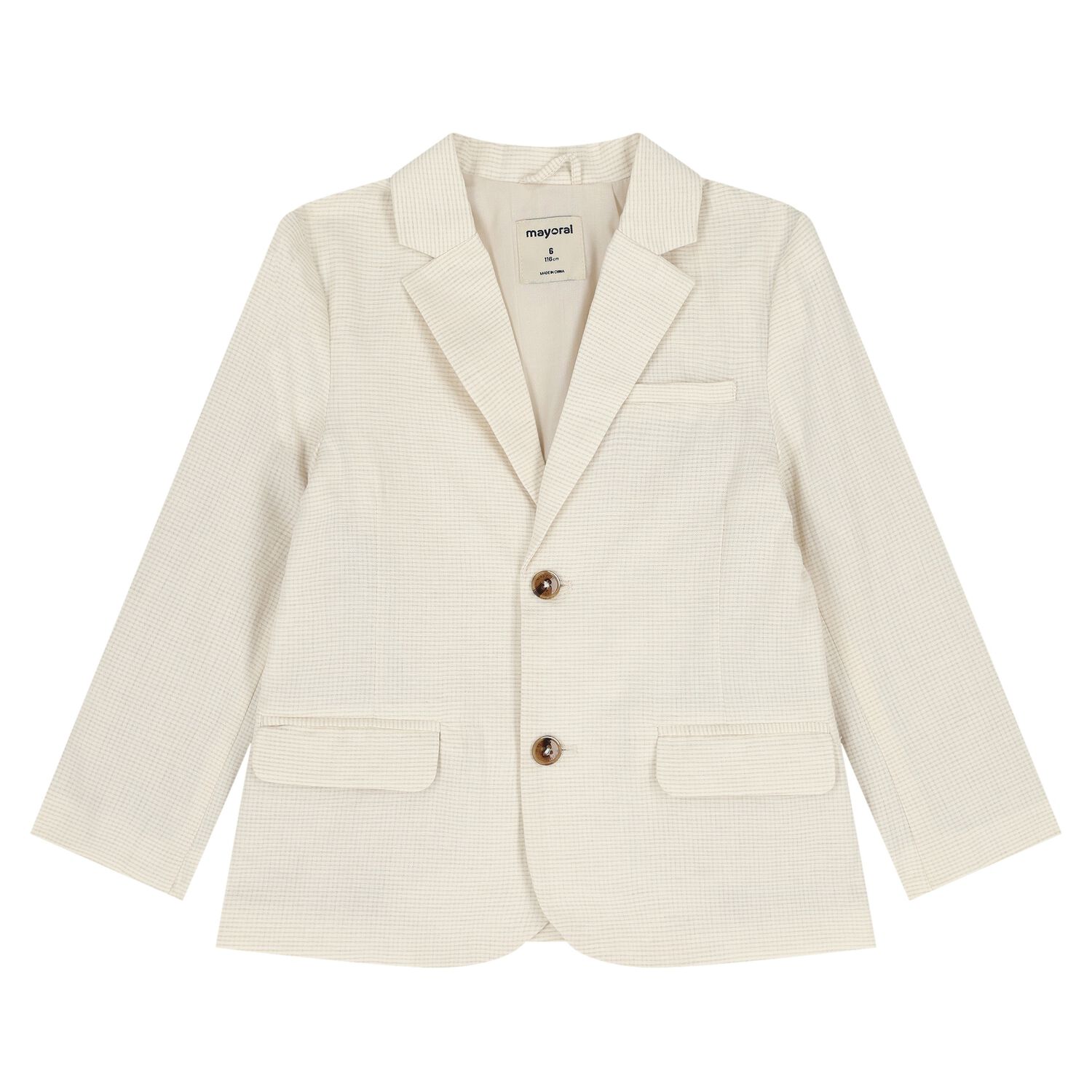 Boys Beige Check Blazer, 1, hi-res