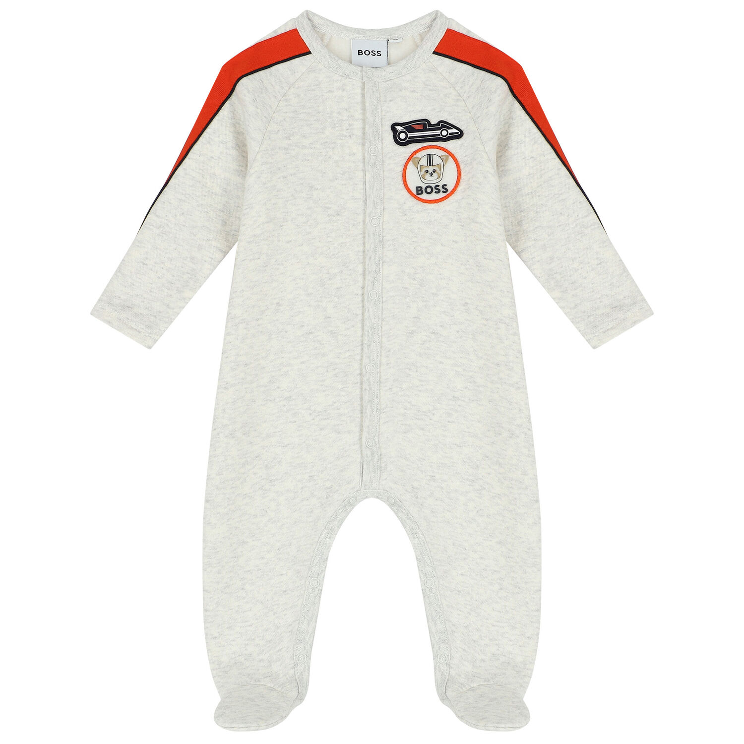 Boys Grey & Navy Logo Babygrow Set, 1, hi-res