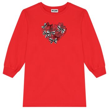 Girls Red Bow Logo Dress
