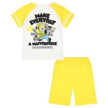 Boys White & Yellow Minions Shorts Set
