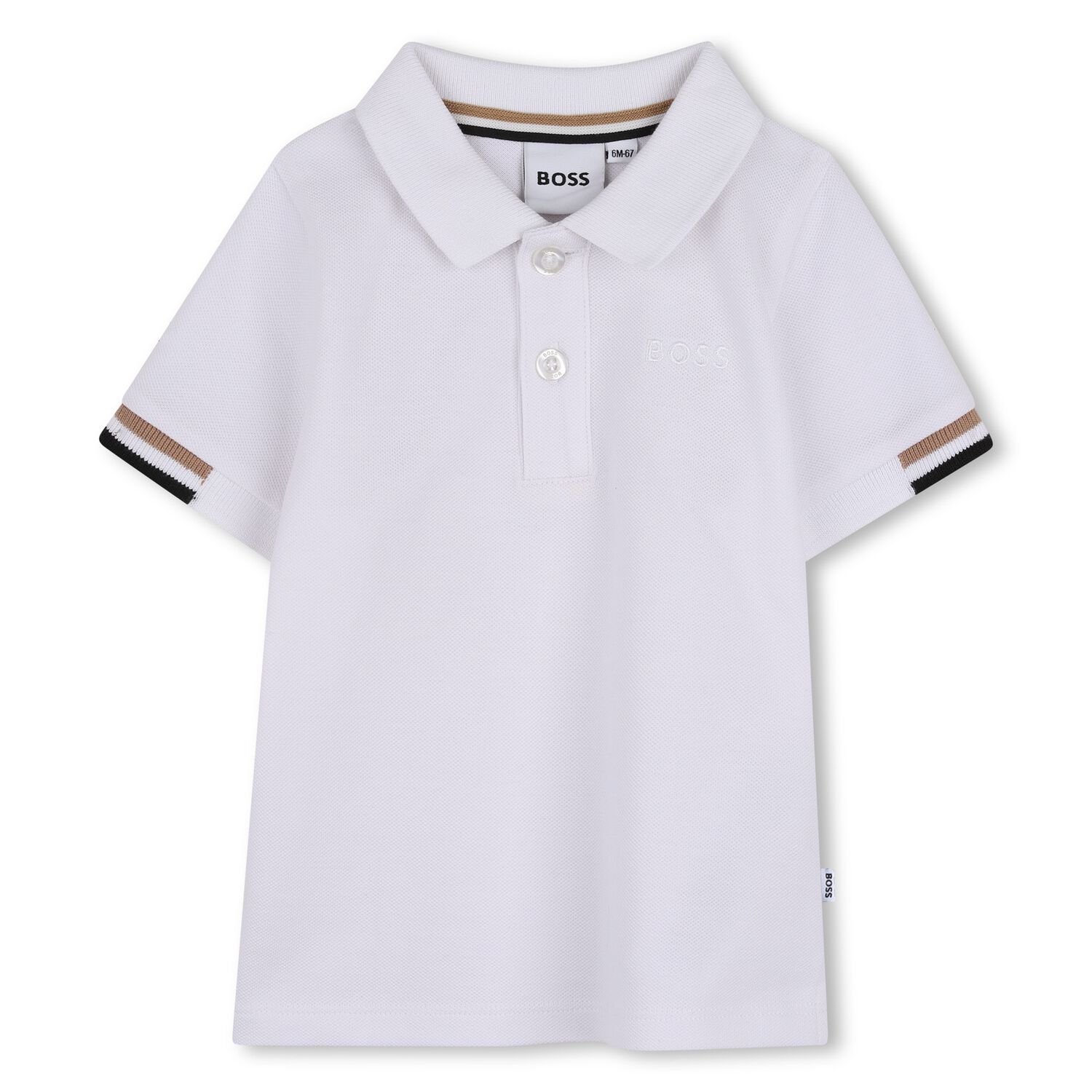 Younger Boys White Logo Polo Shirt, 2, hi-res