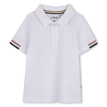 Younger Boys White Logo Polo Shirt
