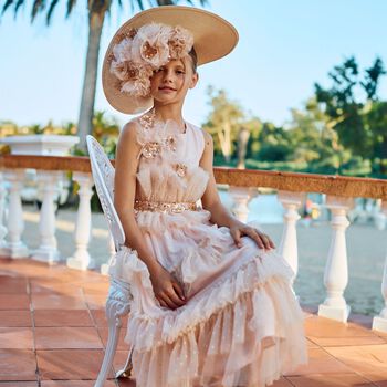  Girls Pink Sequin Tiered Dress