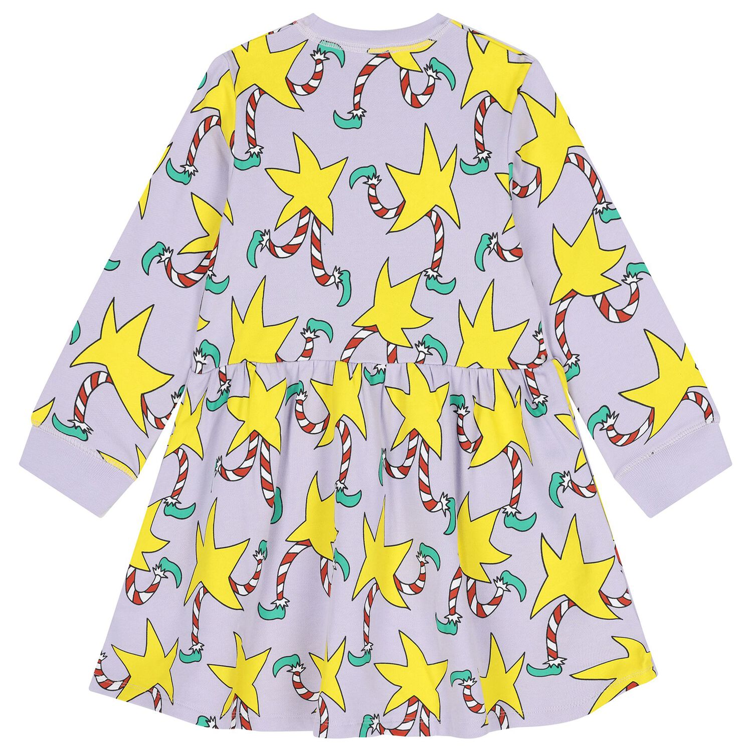 Girls Purple & Yellow Star Dress, 1, hi-res