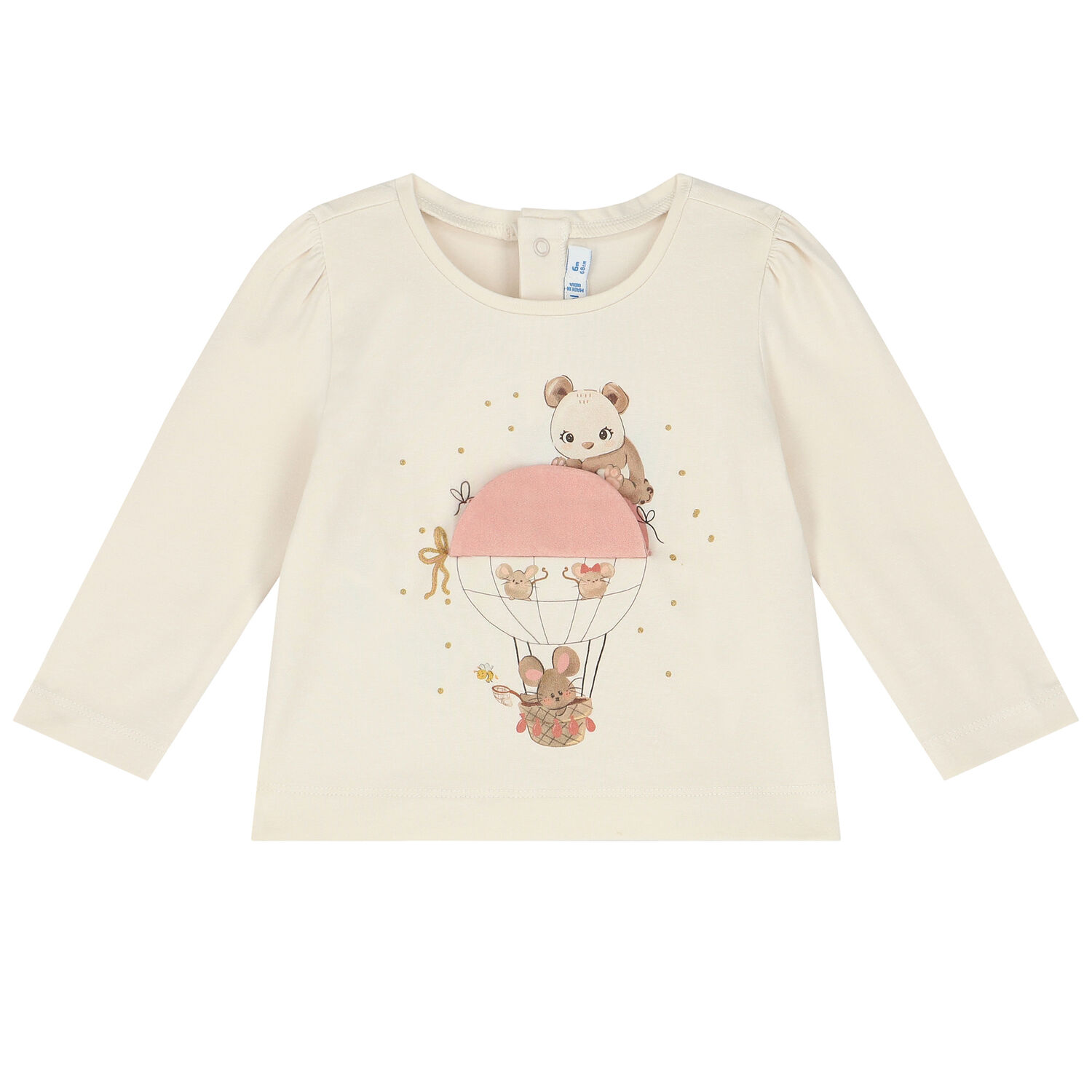 Younger Girls Ivory Graphic Long Sleeve Top, 1, hi-res image number null