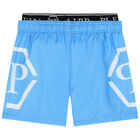 Boys Blue Logo Swim Shorts, 1, hi-res