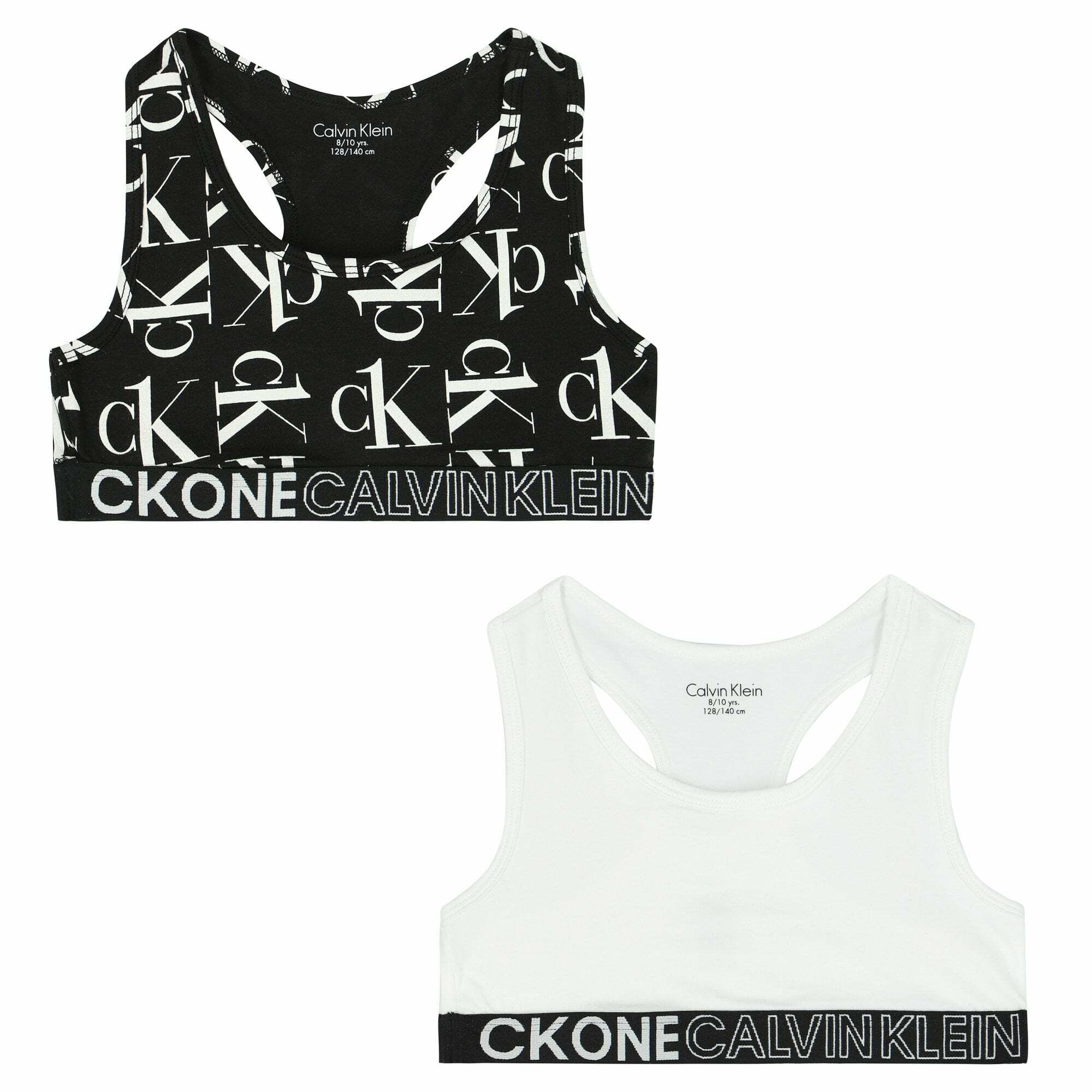 Calvin Klein Girls Black White Bra Tops 2 Pack Junior Couture UK