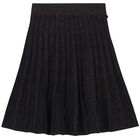Girls Purple Pleated Glitter Skirt, 1, hi-res