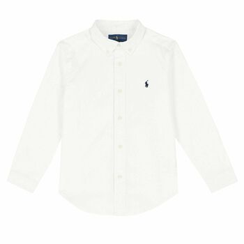 Boys White Slim Fit Logo Shirt