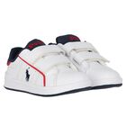 Younger Boys White Logo Trainers, 1, hi-res